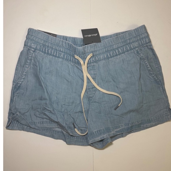 NWT Eddie Bauer Womens Tranquil Easy Pull On Shorts Size 10 Blue Drawstring - Picture 1 of 7